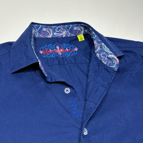 Robert Graham Blue Paisley Flip Cuff L/S Casual Dress Shirt Men' s M Classic Fit - Picture 5 of 11